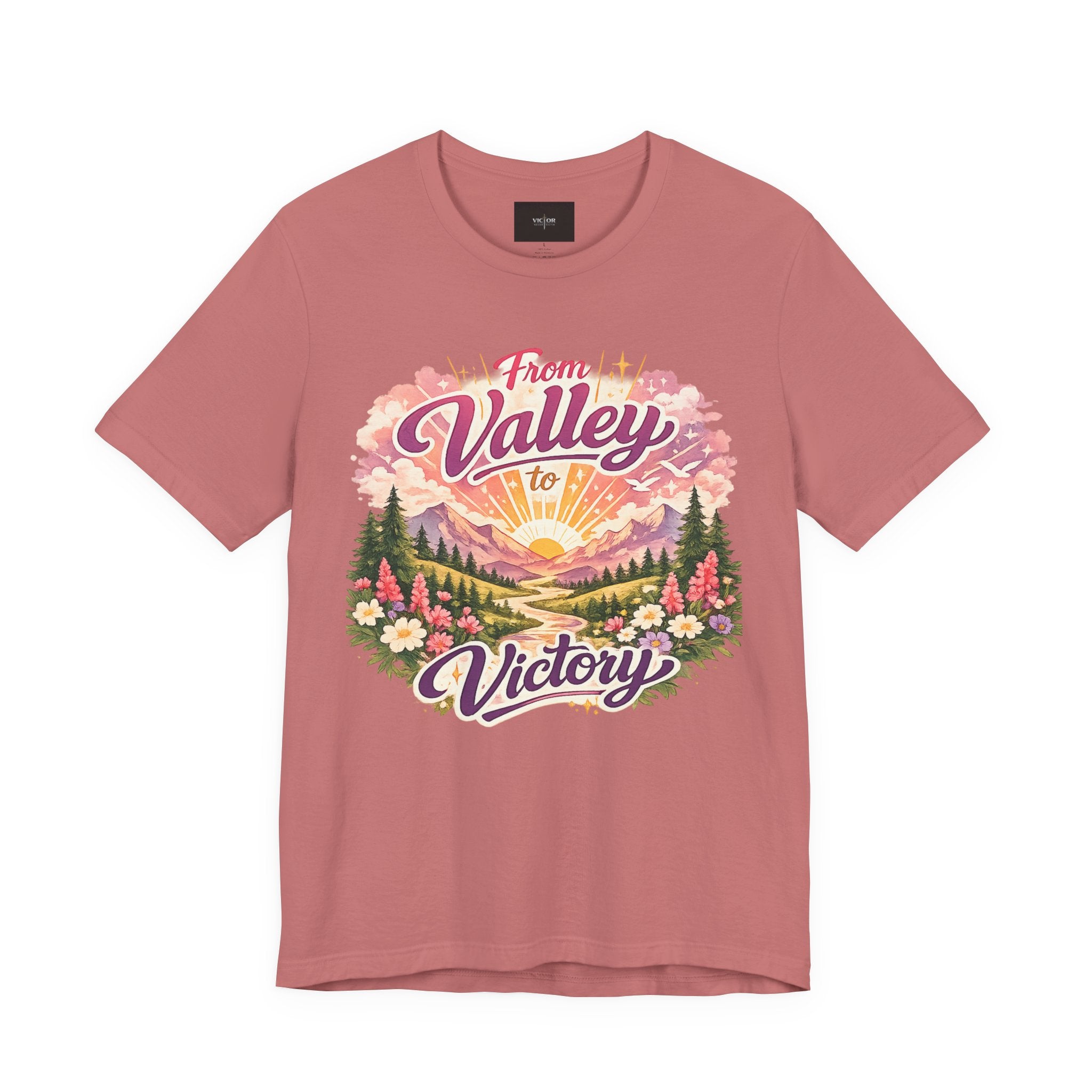 T-Shirt — "From Valley to Victory" Scenic Vintage Mountain Tee